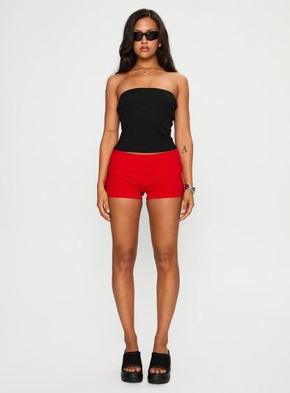 Baseline Low Rise Rib Shorts Red