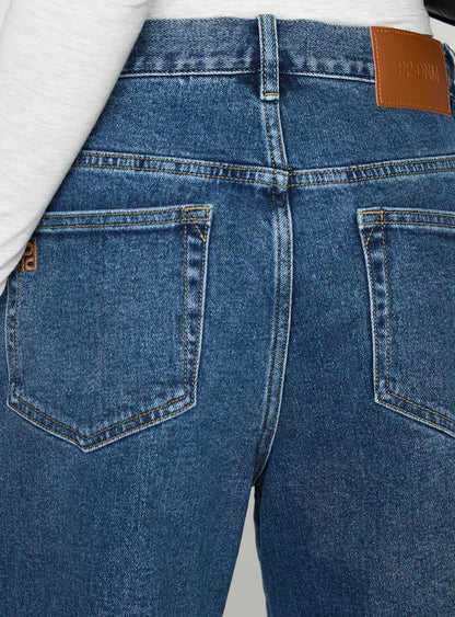 Retro Dream Mid Rise Longline Denim Shorts Mid Wash