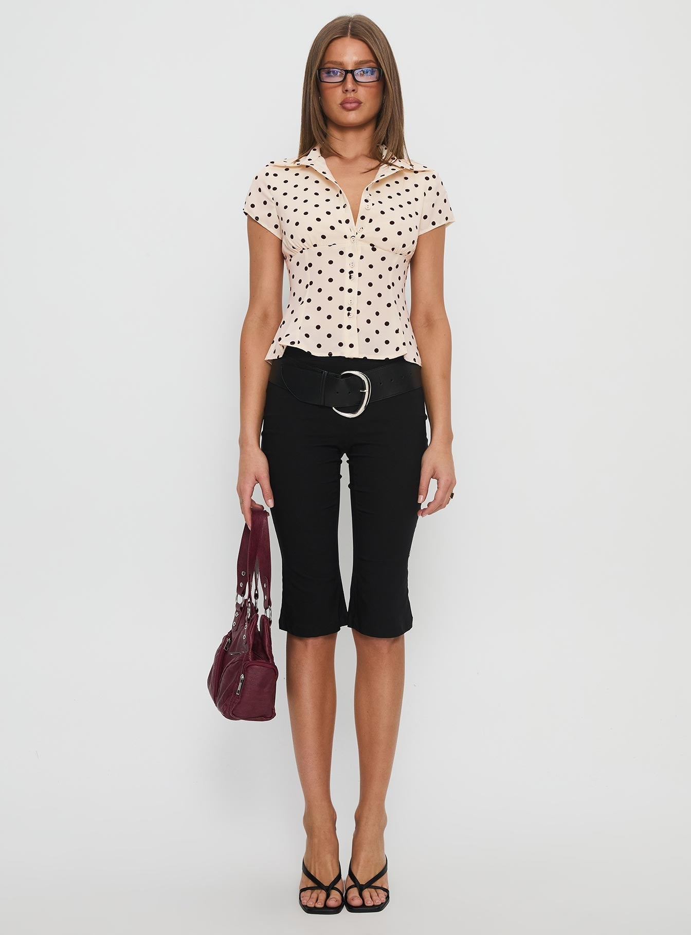 Cottesloe Blouse Top Cream Polka