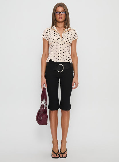 Cottesloe Blouse Top Cream Polka