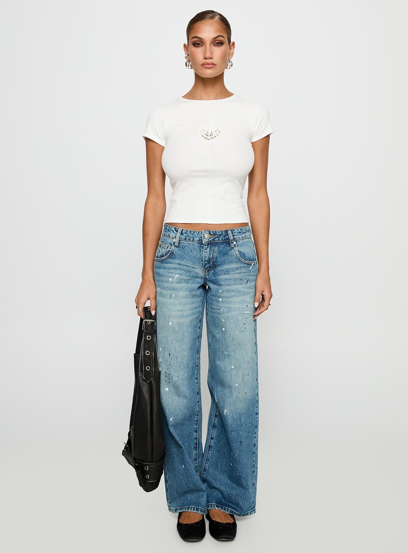 We Could Go Lace Detail Top White