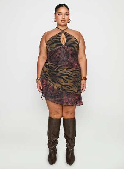 Syrefena Halter Mini Dress Multi Curve