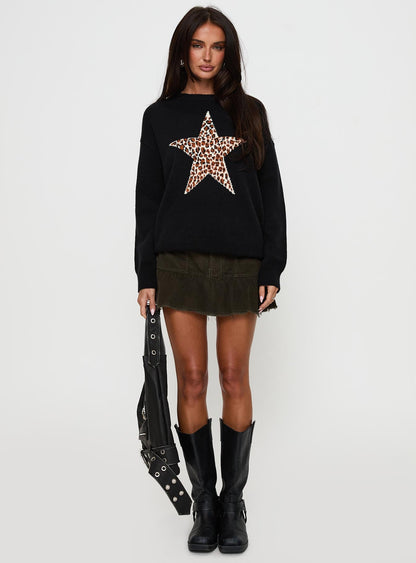 Run The Party Knit Sweater Black