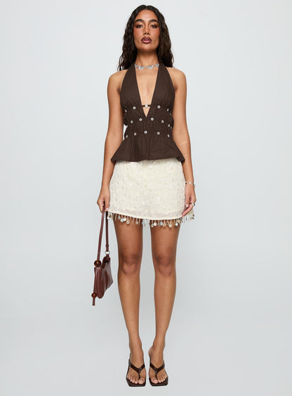 We Made It Sequin Skort Cream