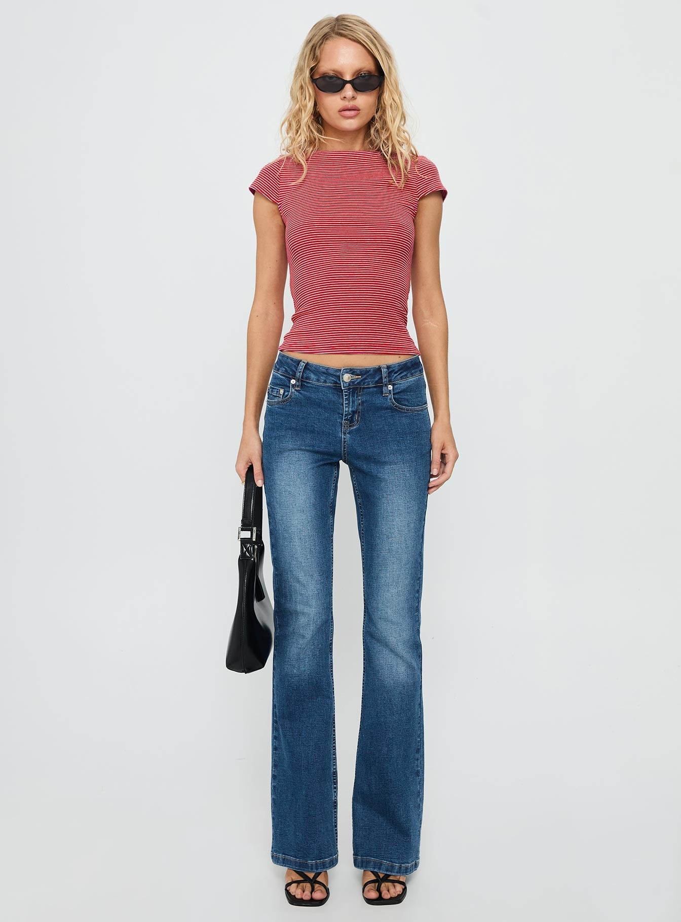 Nyren Low Back Boatneck Top Red Stripe
