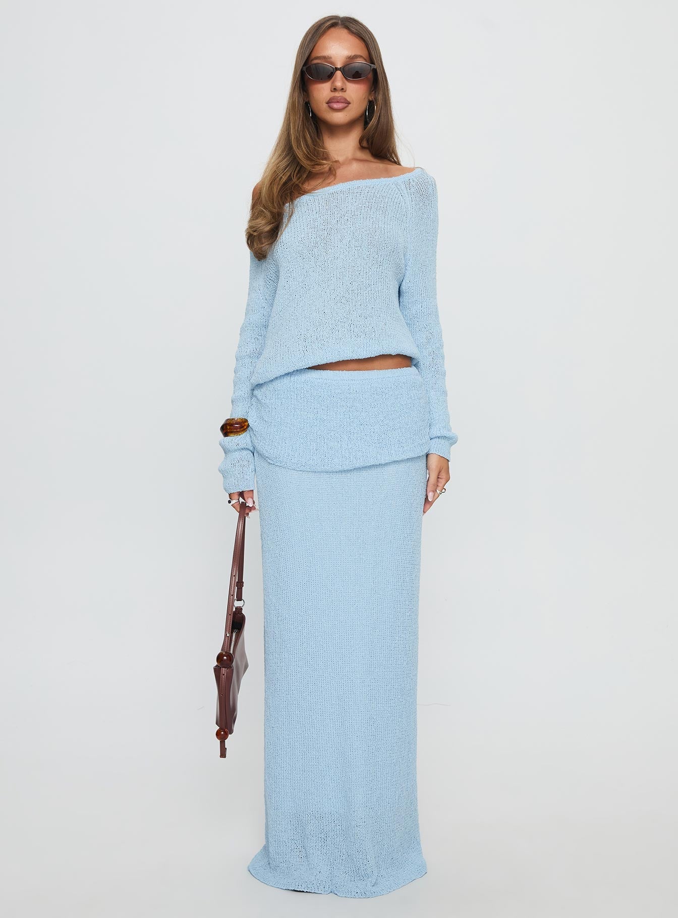 Tessira Boucle Maxi Skirt Blue