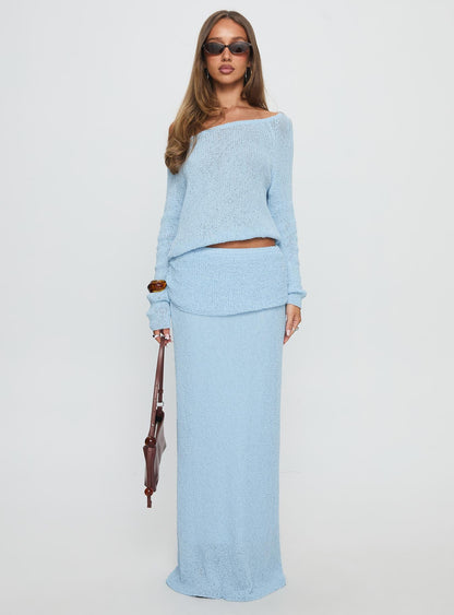 Tessira Boucle Maxi Skirt Blue