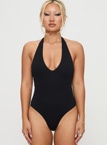 Someone New Halter Bodysuit Black Tall