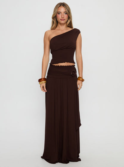 Full Orbit One Shoulder Top Chocolate