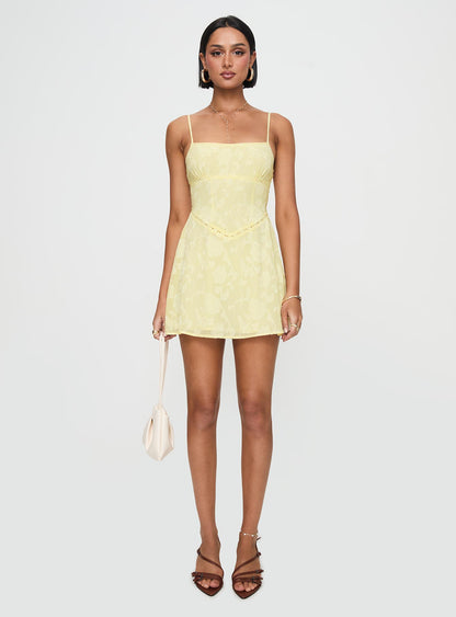 South Of France Mini Dress Yellow Petite