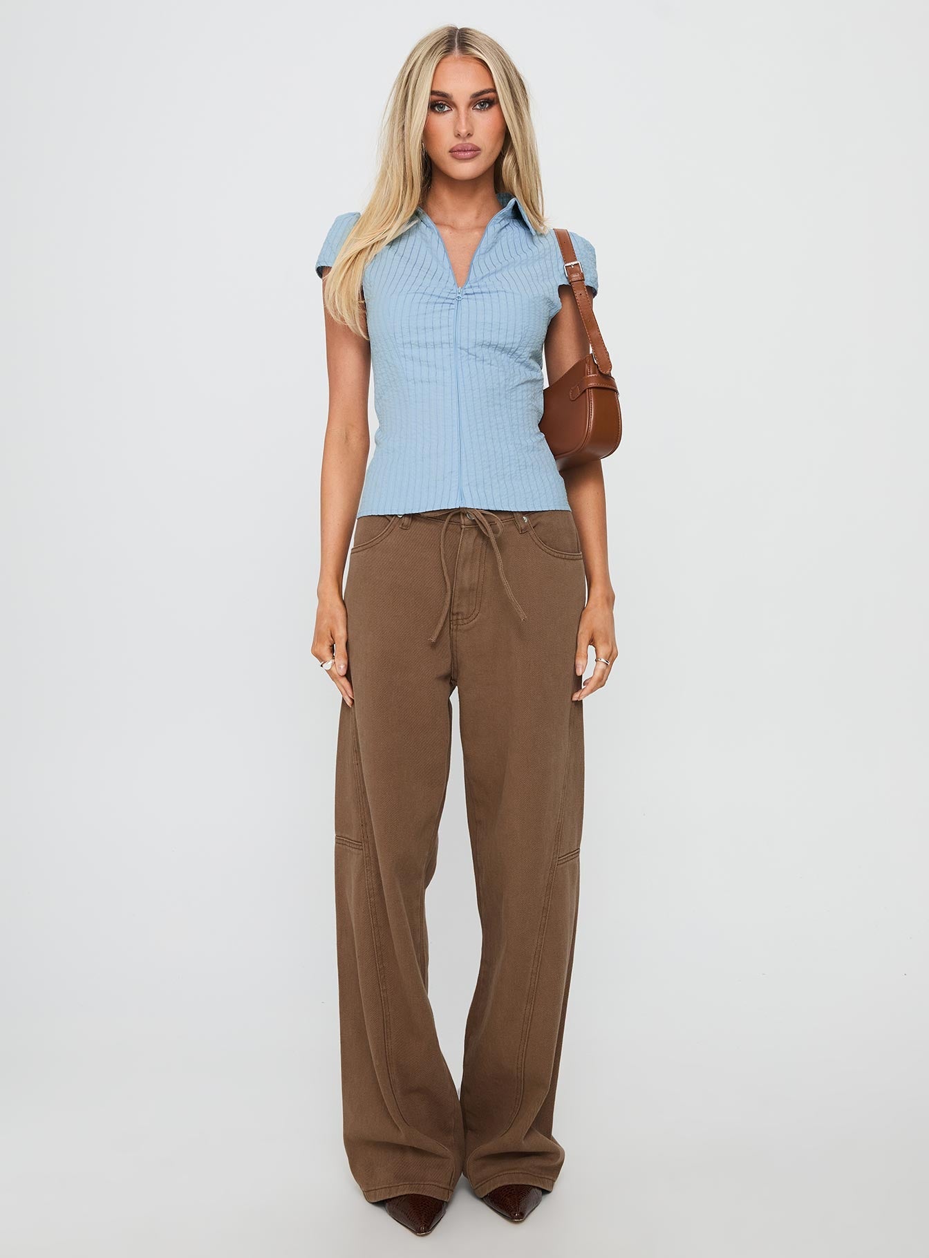 Bruiser Mid Rise Wide Leg Jeans Brown