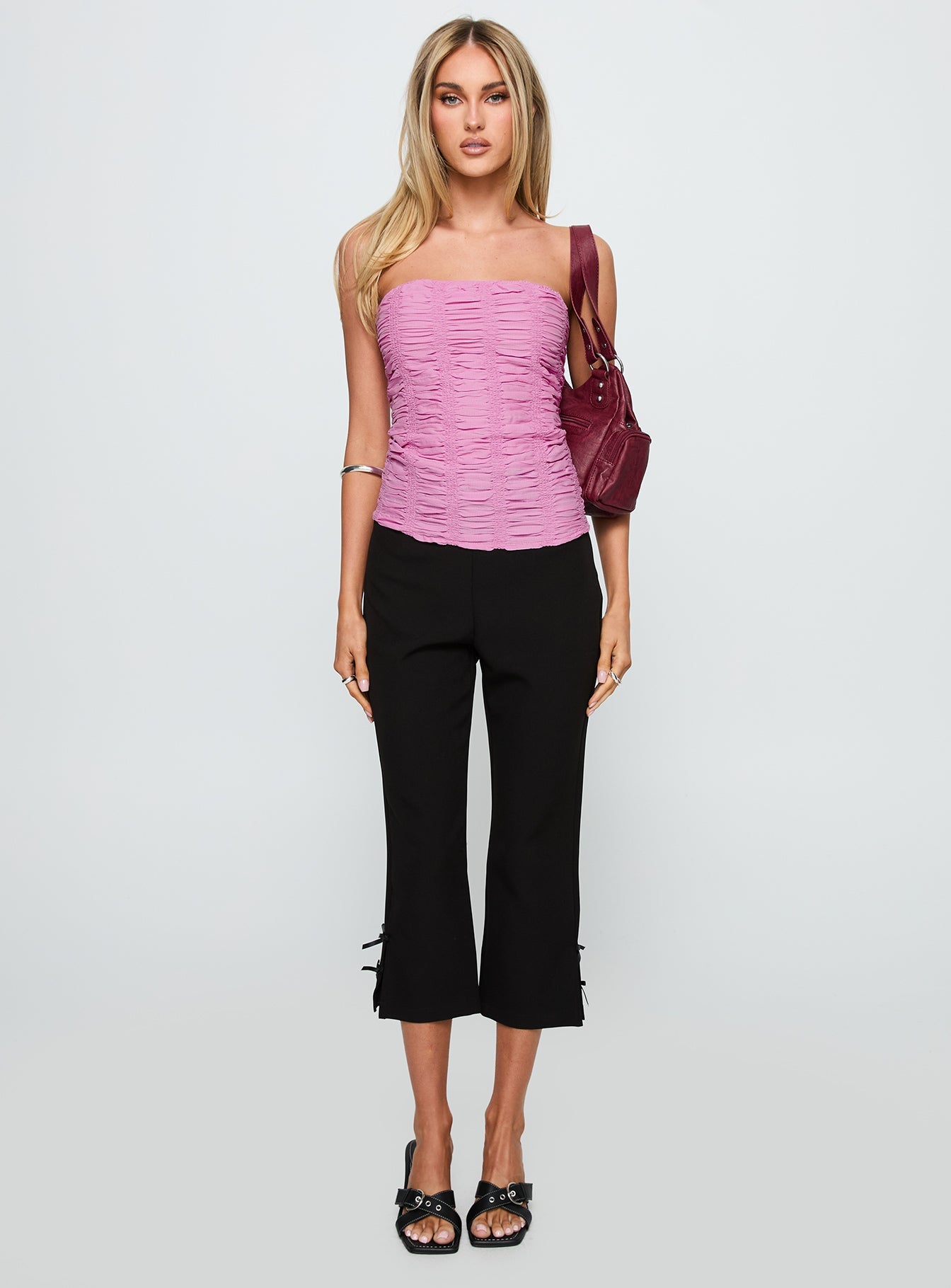 Star Quality Strapless Ruched Top Pink