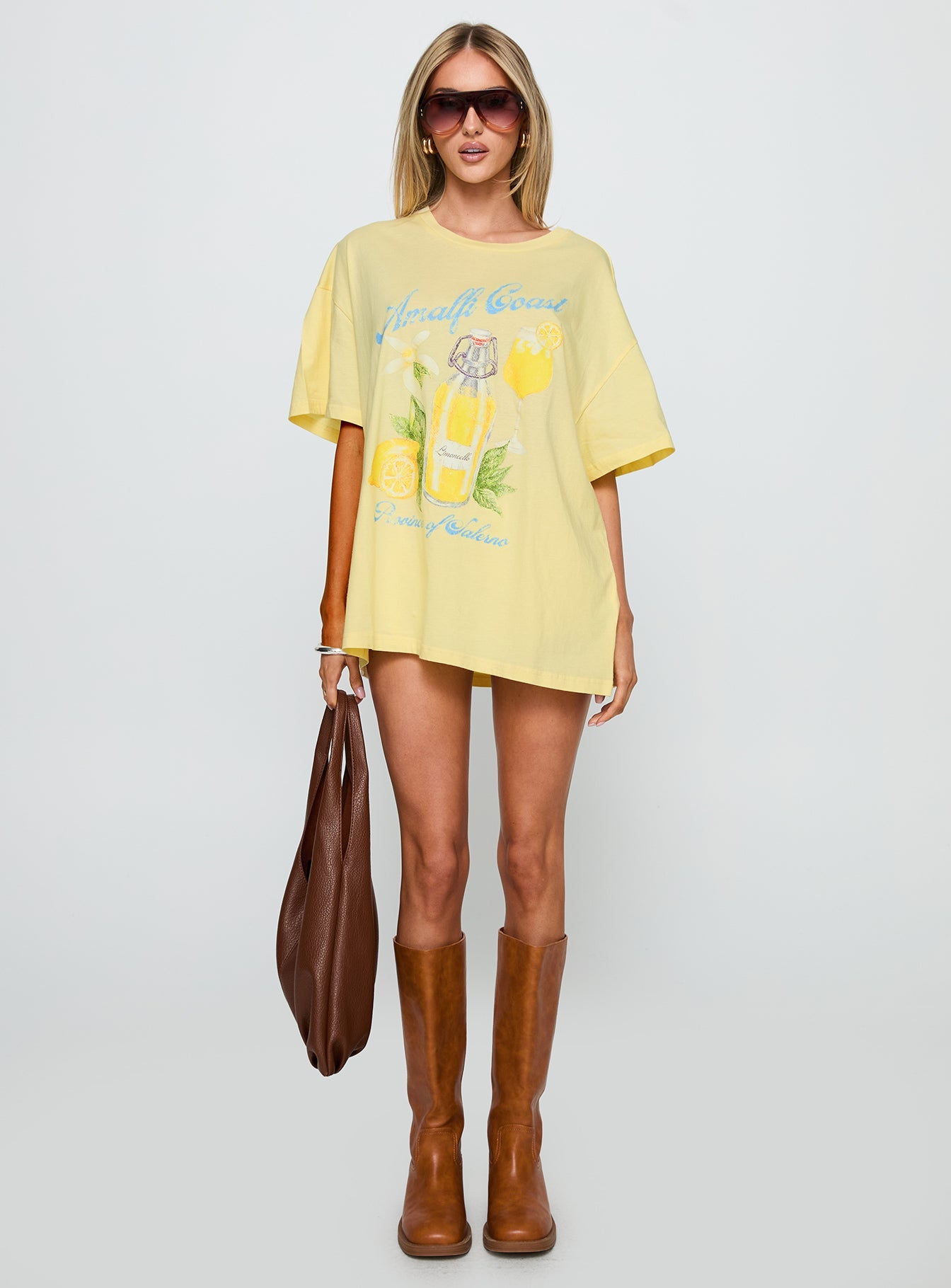 Amalfi Coast Oversized Graphic Tee Pastel Yellow