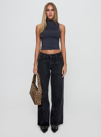 Serenitia Mid Rise Straight Leg Jeans Washed Black Tall