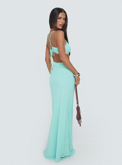 No Control Keyhole Maxi Dress Aqua