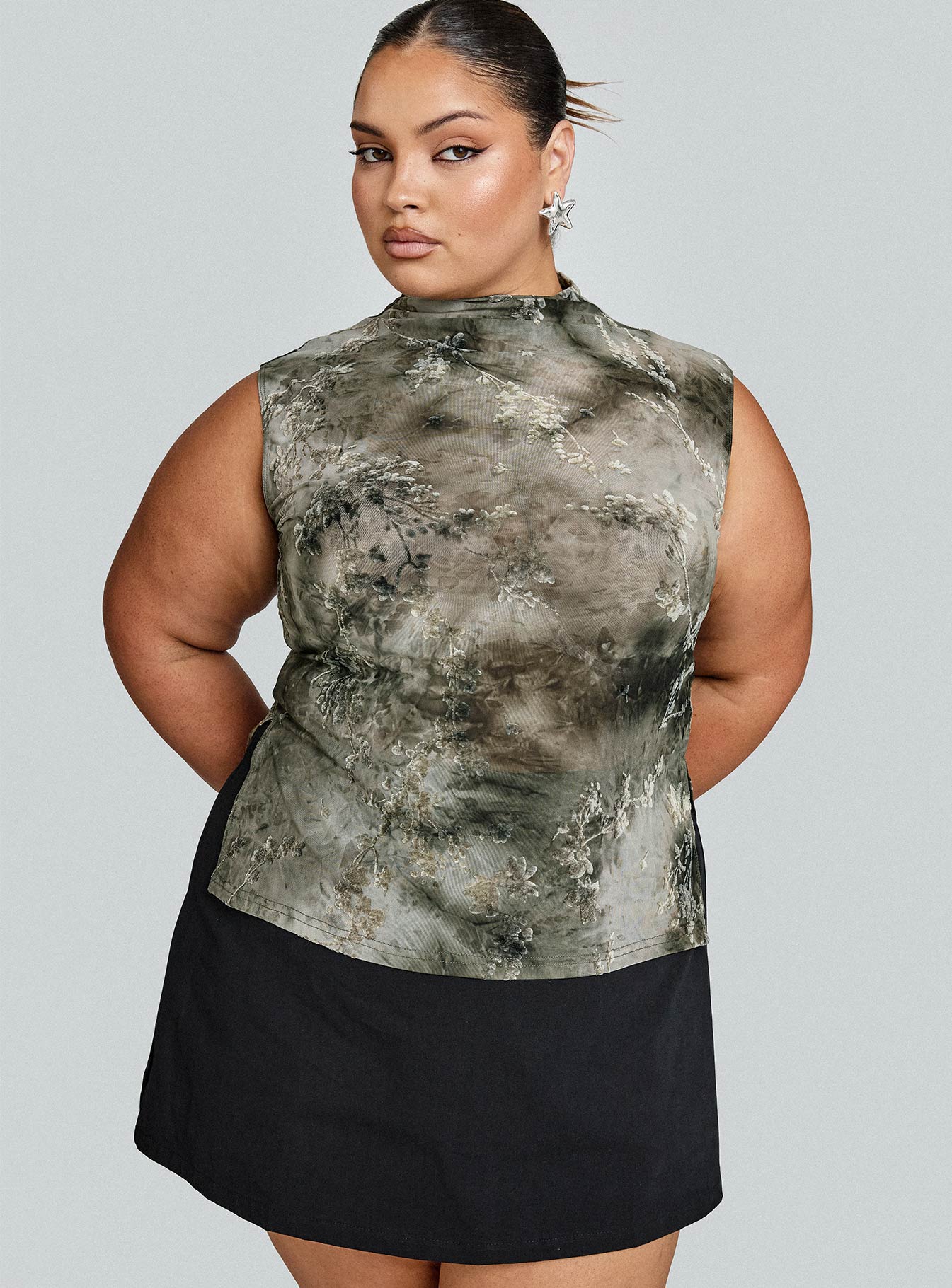 Nights All Alone High Neck Top Multi Curve