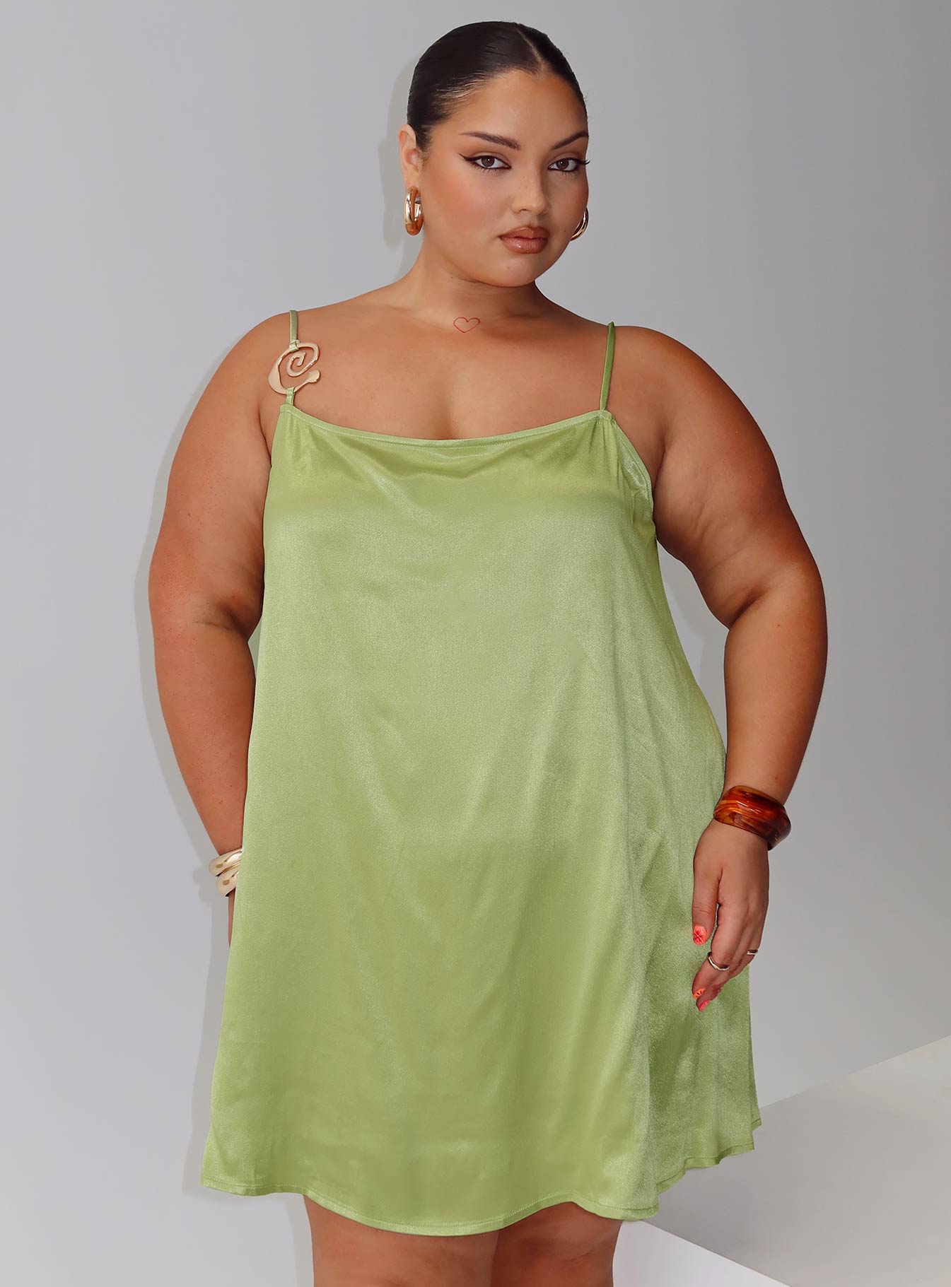 Apple Cider Mini Dress Green Curve