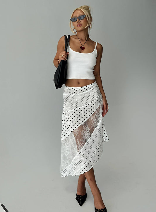 Rennar Maxi Skirt White / Polka Dot Petite