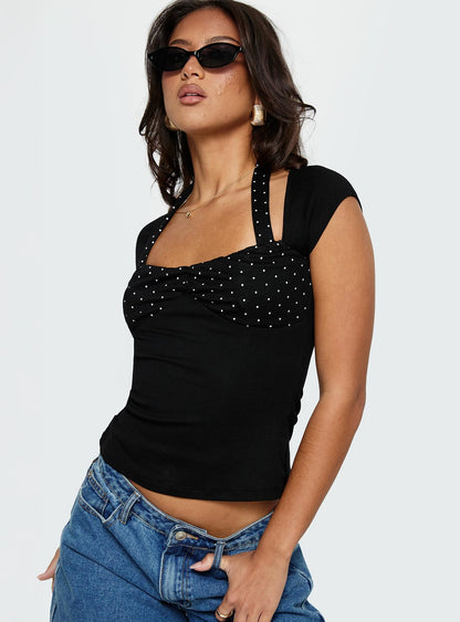 Emberglow Top Black / Polka