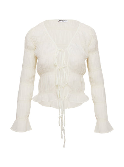 Carnelian Frill Long Sleeve Top Cream