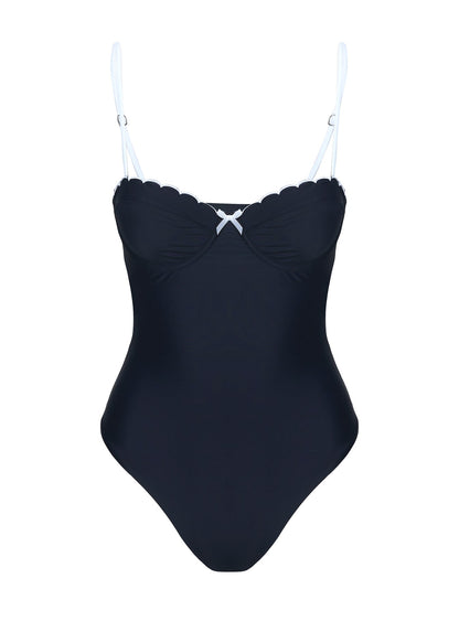 Claryssa Scallop One Piece Black