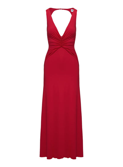 Frederica Plunge Maxi Dress Red