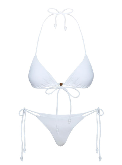 Flounder Bead Detail Triangle Bikini Top White