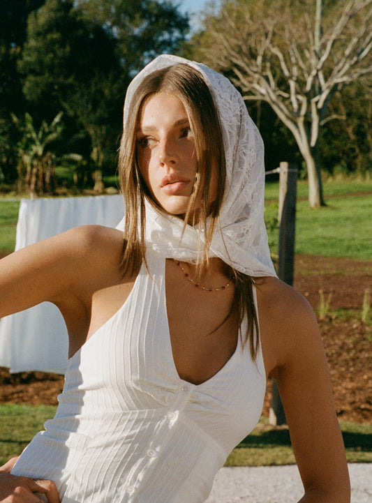 Nellie Hair Scarf White Lace