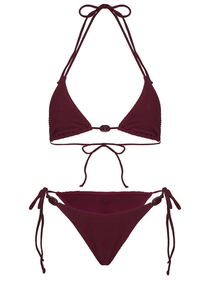 Glora Tie Side Textured Bikini Bottom Red