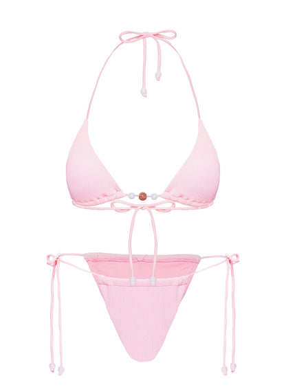 Saide Triangle Bikini Top Pink Stripe