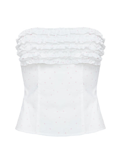 Swingset Love Strapless Top White / Pink Dot
