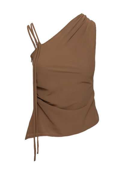 Smash Hit One Shoulder Top Brown