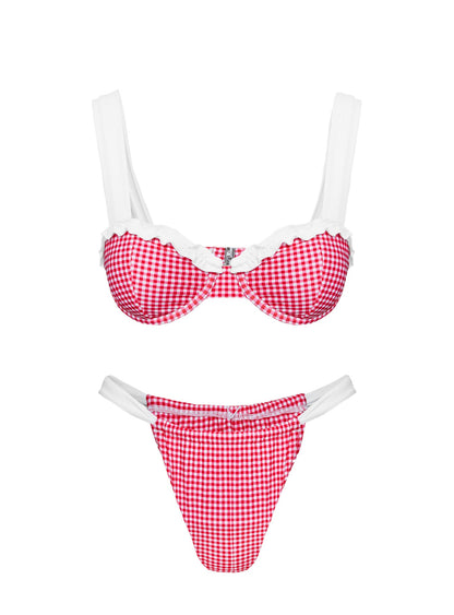 This Summer Underwire Bikini Top Red Gingham