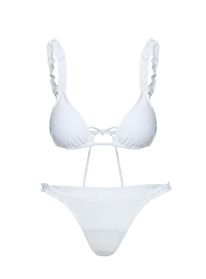 Dazzler Triangle Bikini Top White