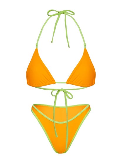 Sandbar Triangle Bikini Top Orange / Green