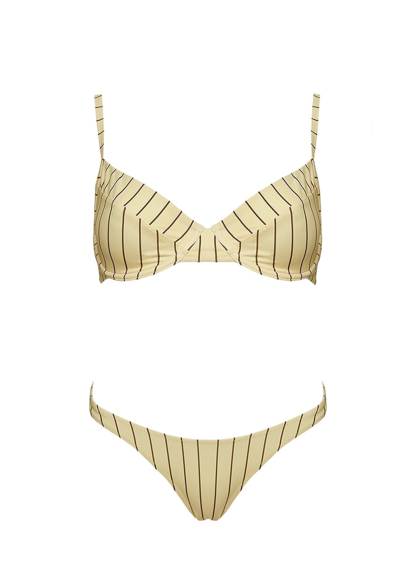The Deep End Bikini Top Yellow Stripe